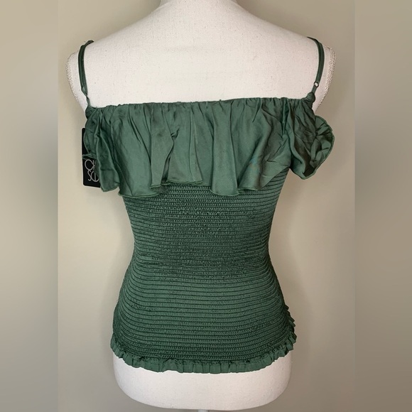 Chaser Green Ruffle Tank Top Women Size XS - Picture 2 of 5